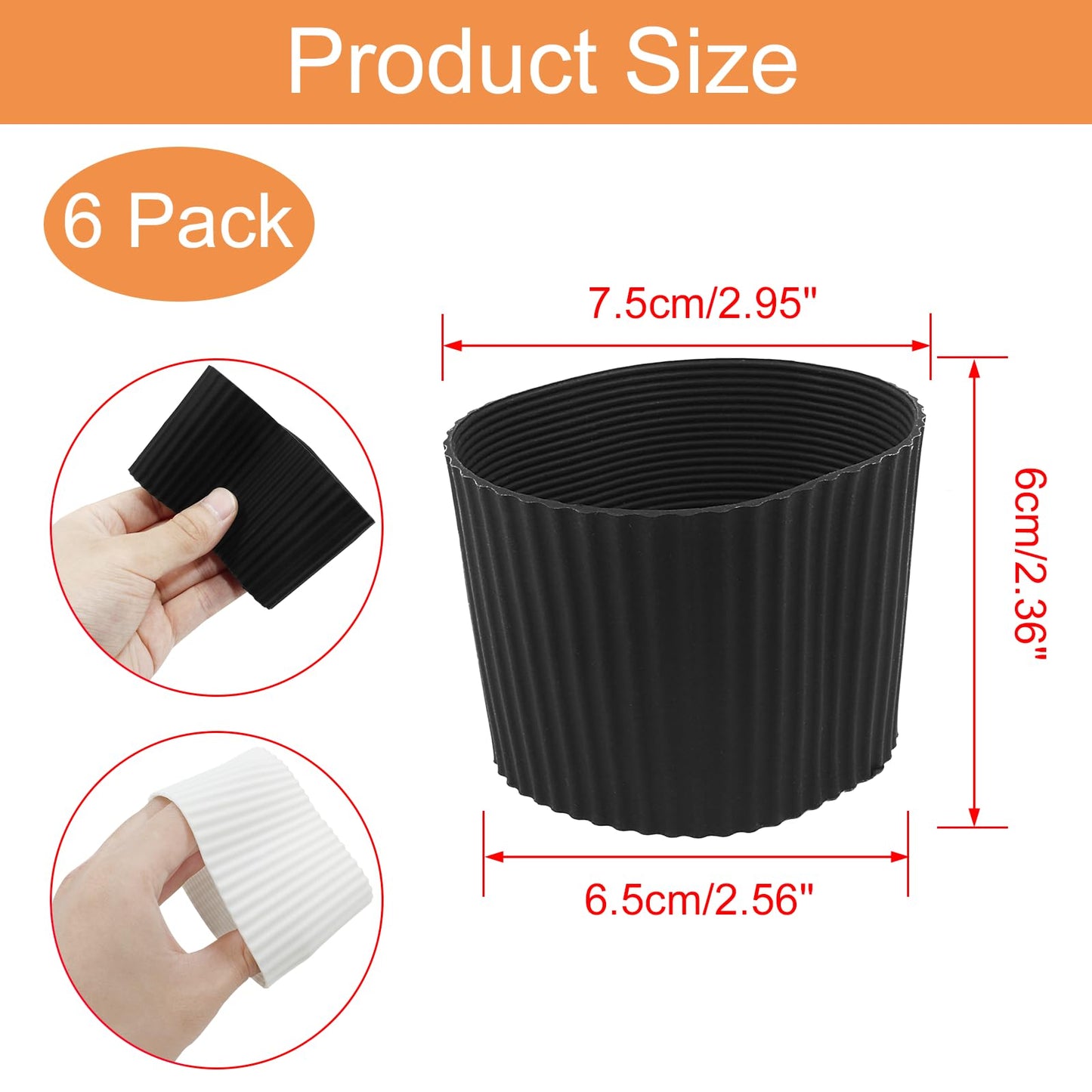 Piutouyar 6 Pcs Reusable Coffee Cup Sleeves,Black & White Mug Cup Protector