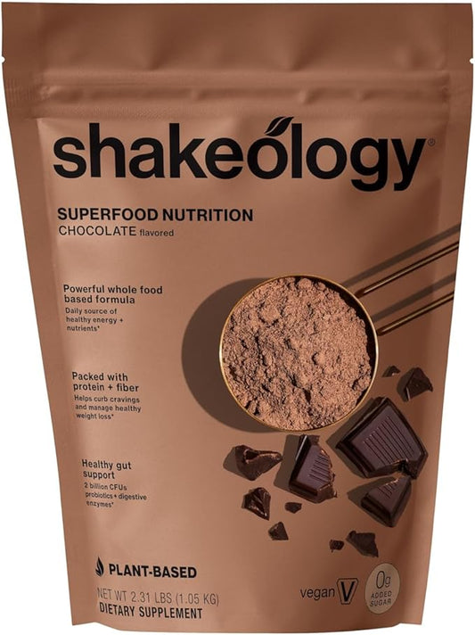 Shakeology 0g Added Sugar Plant Based Protein Powder Blend, Gluten-Free Shake with Vitamins and Minerals ??Helps Support Healthy Weight Loss, Lean Muscle, Gut Health ??Chocolate, 30 Servings