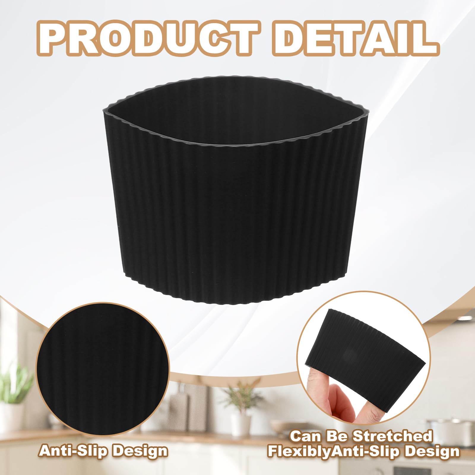 uxcell 6Pack Coffee Cup Sleeves, Reusable Silicone Heat Resistant Cup Protective Sleeve Nonslip Mug