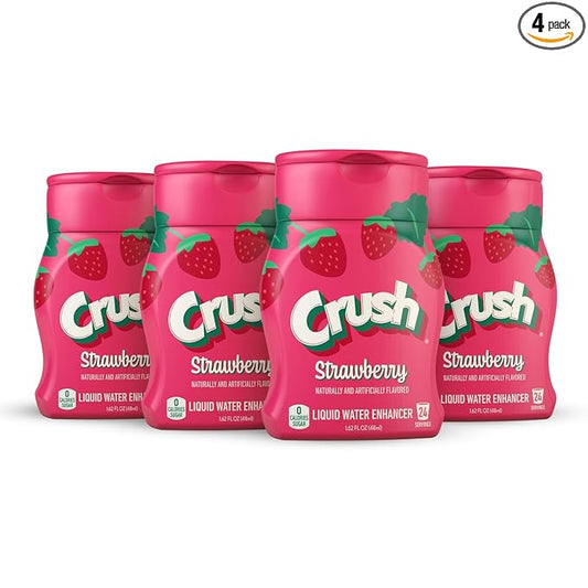 Crush, Strawberry, Liquid Water Enhancer ??New, Better Taste! (4 Bottles, Makes 96 Flavored Water Drinks) ??Sugar Free, Zero Calorie