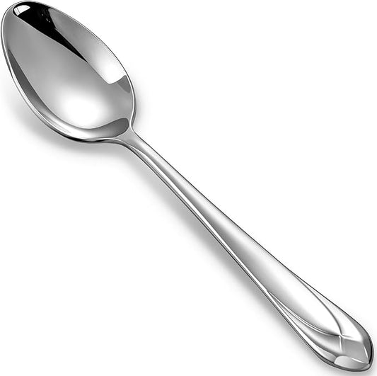 KEAWELL Premium Astra 4-Piece 7.4 inch Spoon Set ??Mirror-Finished 18/10 Stainless Steel with Diamond-Faceted Handles Dishwasher Safe for Modern Dining (4, Dinner Spoons)