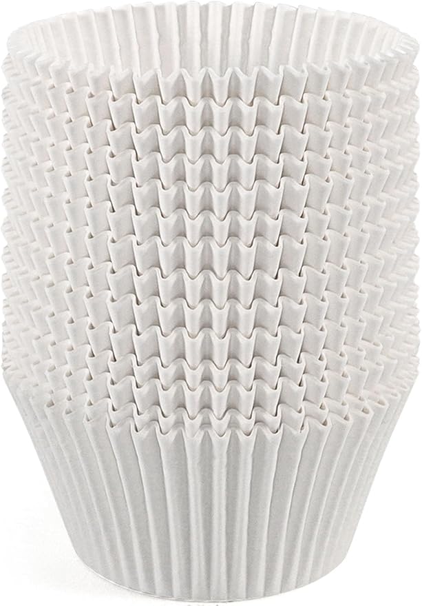 Caperci White Jumbo Cupcake Liners Large Baking Cups, Odorless, Food Safe Grease-Proof Papers (150-Count)
