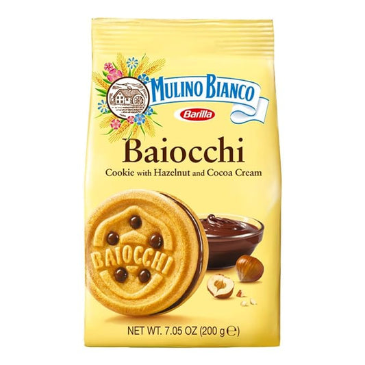 Mulino Bianco Baiocchi Cookies ??Pack of 10 (7.05oz Bags) ??Authentic Italian Biscuits with Chocolate Hazelnut Cream Filling ??Perfect Snack or Coffee Companion ??Made with Natural Ingredients and No Palm Oil