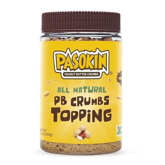 PASOKIN | Peanut Butter Crumbs | Gluten Free, Vegan, All Natural Peanut Butter Topping, Made in USA, 10.5 oz Jar (Peanut Butter)