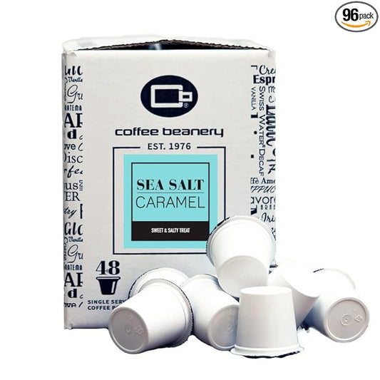 Sea Salt Caramel Coffee Pods by Coffee Beanery | 96ct Bulk Flavored Coffee Pods Medium Roast Coffee