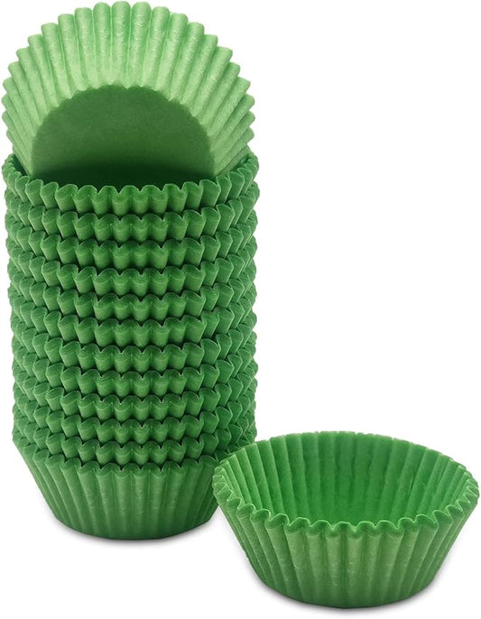Greaseproof Mini Cupcake Liners, Premium Paper Baking Cups for Party Celebration,(Green, 300-count)