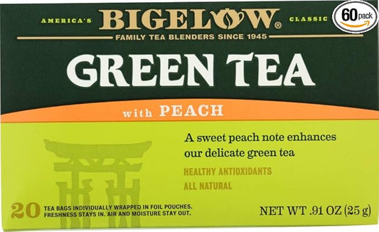 Bigelow Tea, 20 Bags - Green Peach (3 Pack)