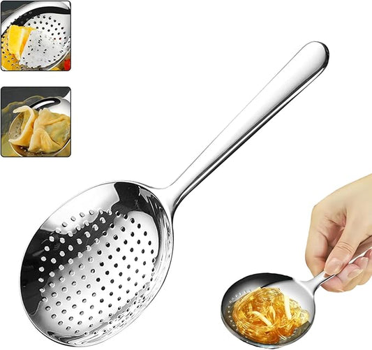 Slotted Serving Spoon 18/8 Stainless Steel, 7.87" Large Metal Slotted Spoon with Short Handle, 3.7MM Thick Slotted Utensil for Buffet, Party, Dinner, Restaurants, Kitchen(1 Pack)