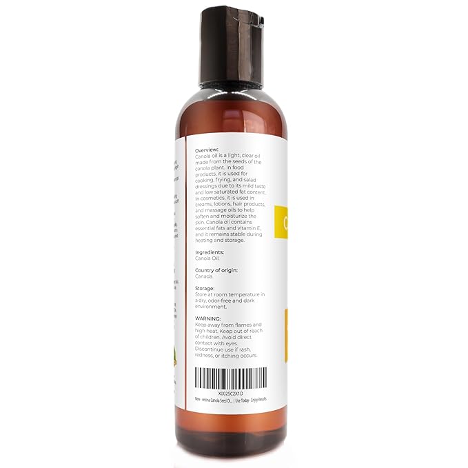 velona Canola Seed Oil 4 fl oz | 100% Pure and Natural Carrier Oil | Refined, Expeller pressed | Cooking, Dressing, Skin, Face, Body, Hair Care | Use Today - Enjoy Results