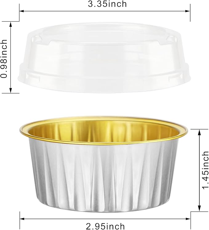 EUSOAR Cupcake Liners with Lids, 30pcs 5oz Disposable Aluminum Foil Ramekins cupcake Baking Cups Containers Wrappers Dessert Cups with Lids, Mini Aluminum Cheesecake Pan Creme Brulee Ramekins