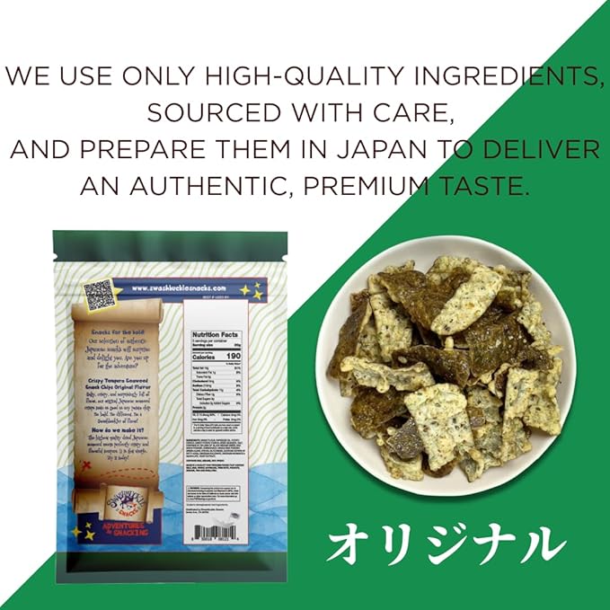 Japanese Tempura Seaweed Snack Chips, Noriten ??Original Flavor | 5.29oz | Made in Japan by Swashbuckle Snacks