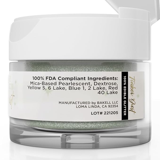Bakell - Olive Green Tinker Dust (5g, 1x Jar) Edible Glitter for Food, Desserts, and Beverages!