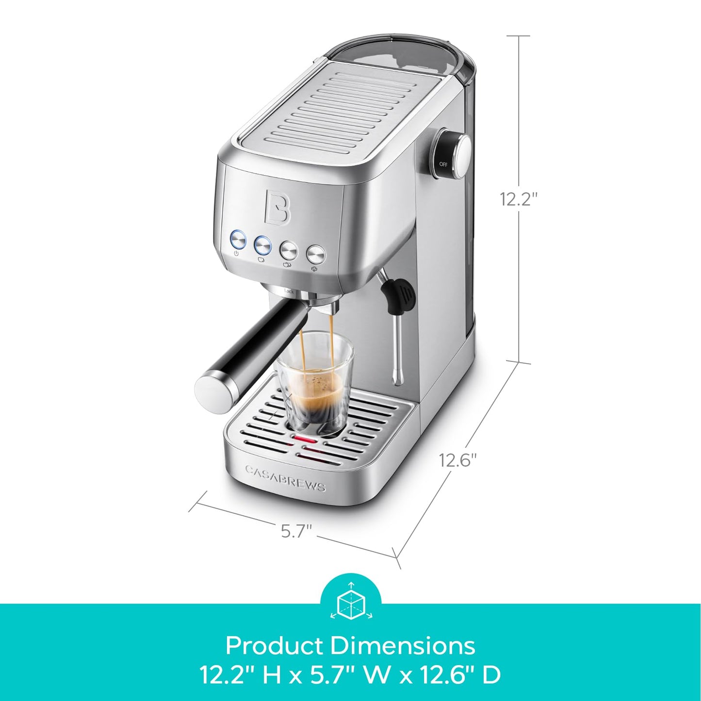 CASABREWS 3700 Essential Stainless Steel Espresso Machine with Steam Wand