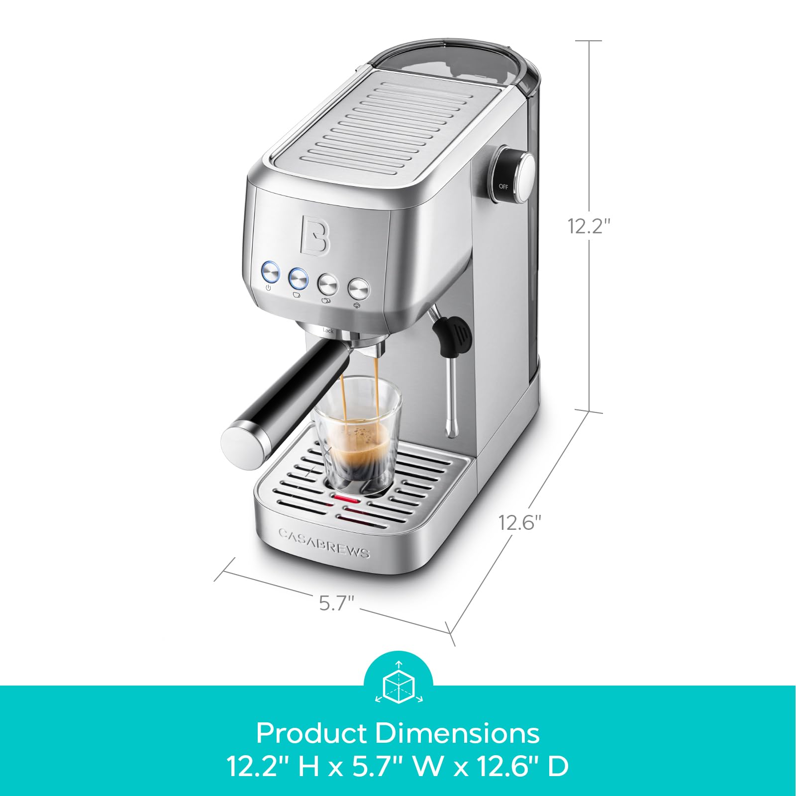 CASABREWS 3700 Essential Stainless Steel Espresso Machine with Steam Wand