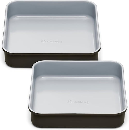 Caraway 9??Square Pan Duo - Non-Stick Ceramic Coating - Free From Forever Chemicals - Cake Pan Perfect for Brownies, Lemon Bars, & More - Black