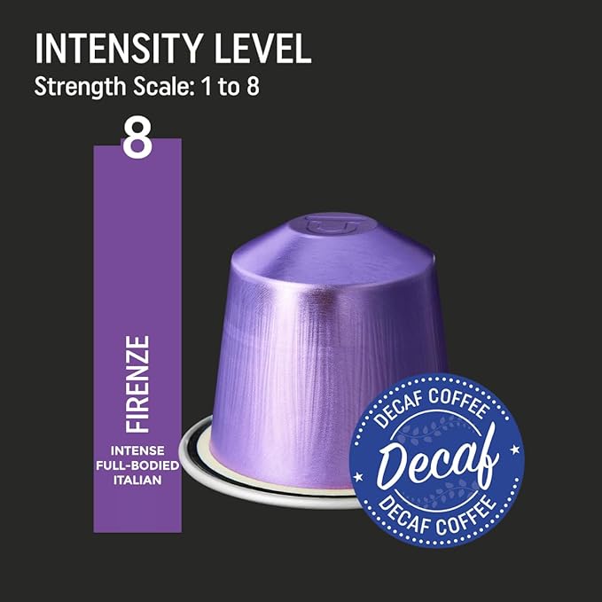 Decaf Italian 'Firenze' Espresso: Tastes Like Full-Caf | 100 Aluminum Capsules for Nespresso — Rich Flavor