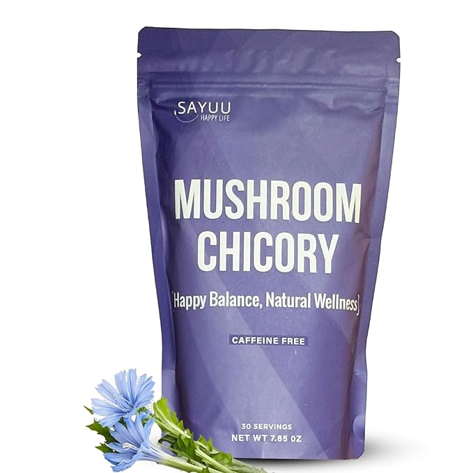 SAYUU Mushroom Chicory Blend ??Caffeine-Free Coffee Alternative with Lion's Mane, Reishi, Turkey Tail ??Supports Digestion, Focus & Immunity ??Vegan & Eco-Friendly, 30 Servings