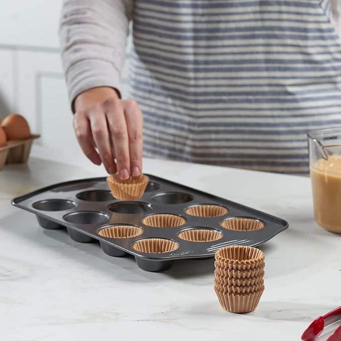 GUSTO [500 Pcs] Kraft Mini Cupcake Liners for Baking - Food Grade & Grease-Proof, Durable Baking Cups for Muffins, Cupcakes, and More - Formerly Comfy Package