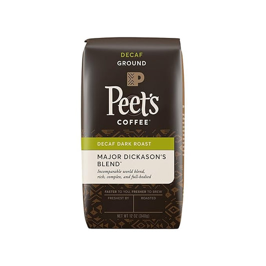Peet's Coffee Decaf Major Dickason's Blend Dark Roast Ground Coffee, 12 oz