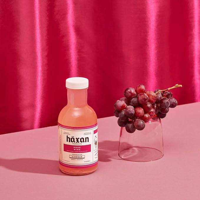 Haxan Ferments Ros챕 Wine Vinegar - 5% Acidity, Unpasteurized & Traditionally Fermented | Made from Washington Grenache Grapes | Perfect for Shrubs, Berry Preservation & Arugula Salads with Goat Cheese