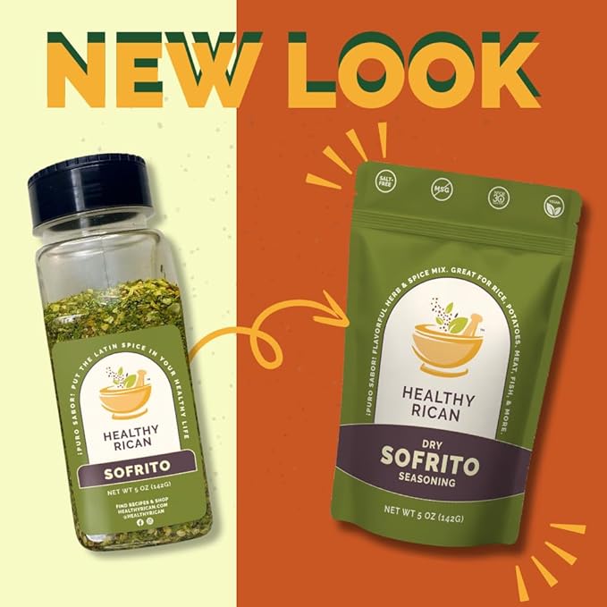 Healthy Rican Sofrito Spice Herb Seasoning Mixes Non GMO No MSG Preservatives Artificial Flavors No Red 40 Gluten Free Diabetes Low Sodium Keto Friendly Whole 30 Approved (Sofrito Large)