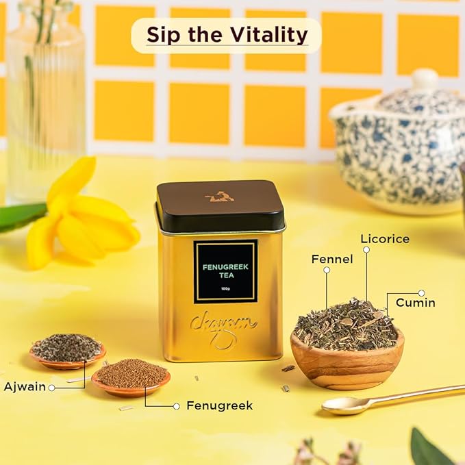 CHAYAM Fenugreek (100g) & Ginger Lemongrass (50g) Tea Tin Set | Wellness Combo in Tin | Herbal Loose Leaf Tea Canister - Combo Set