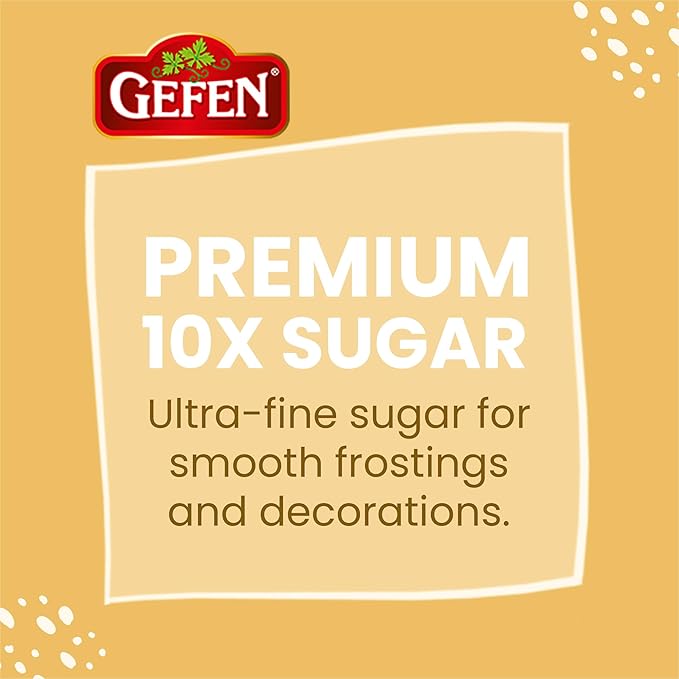 Gefen Confectioners Sugar Shaker, 8.8oz | Powdered Sugar Duster | Corn Free | Gluten Free | Premium Confection Sugar | Kosher