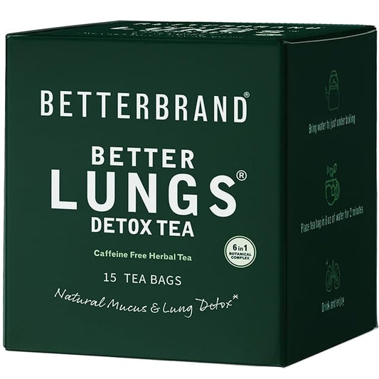 Betterbrand Mullein Tea Bags for Lungs ??Herbal Tea for Respiratory Support ??Caffeine-Free Loose Leaf Blend with Mullein Leaf Extract ??15 Bags for Lung Health and Wellness