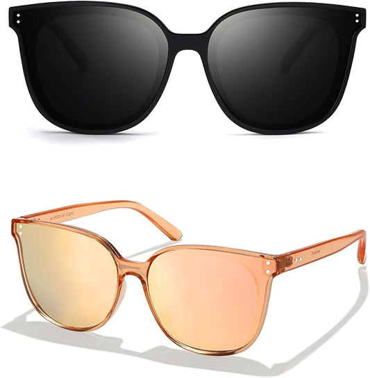 LVIOE Oversized Polarized Sunglasses for Women Trendy Large Cat Eye UV Protection Shade LS1627s