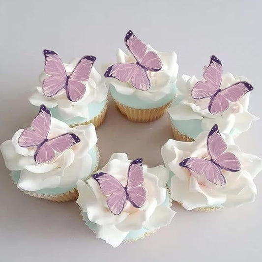 48Pcs Edible Wafer Paper Purple Butterflies Lavender Cupcake Topper Cake topper Cake Decorations