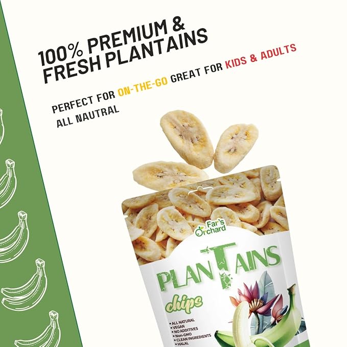 Far???츾rchard Plantain?츮hips ??4?츿ack (2?칚z Resealable Bags) ??Crunchy Banana Style Snack, Vegan, Non GMO, Gluten?츴ree, No Additives