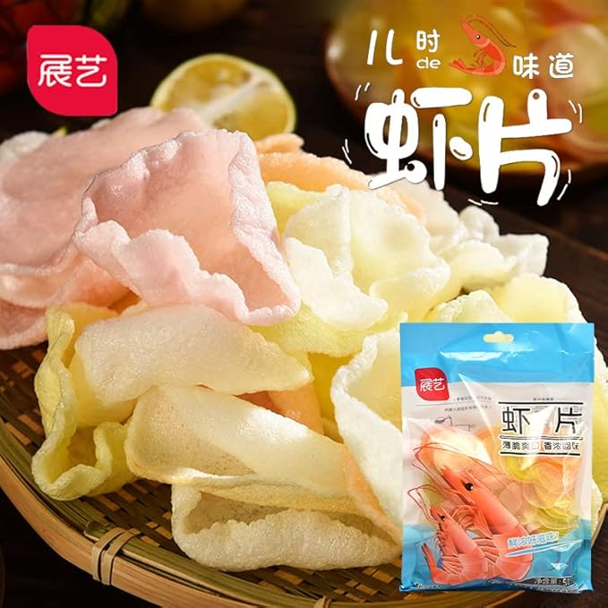 Fried Colored Shrimp Chips, Uncooked Prawn Flavor Chip, 17.6 Oz Super Size, Asian Colored Shrimp Snacks (to Cook) Quick Frying, for Adult and Child Vegan Snack and Cookies, Crispy and Delicious.