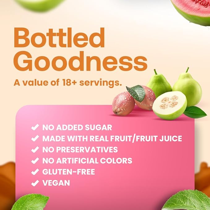 Dr. Smoothie 100% Crushed Guava & Passion Fruit ??No Added Sugar, Made with Real Fruits/Fruit Juice ??Vegan, No Artificial Colors or Flavors ??White Guava with Citrus & Passion Fruit ??46 oz Bottle