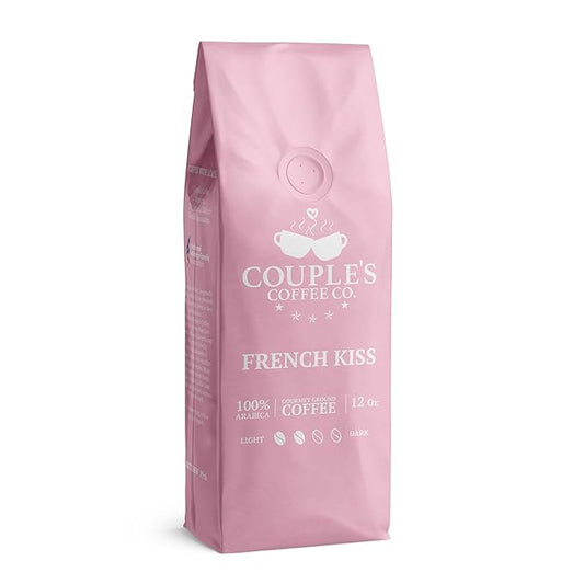 Couple?™s Coffee Ground Coffee | Gives Back to Military Families | French Kiss | French Vanilla Flavored Coffee | Made with 100% Arabica Beans | 12oz bag brews about 34 cups