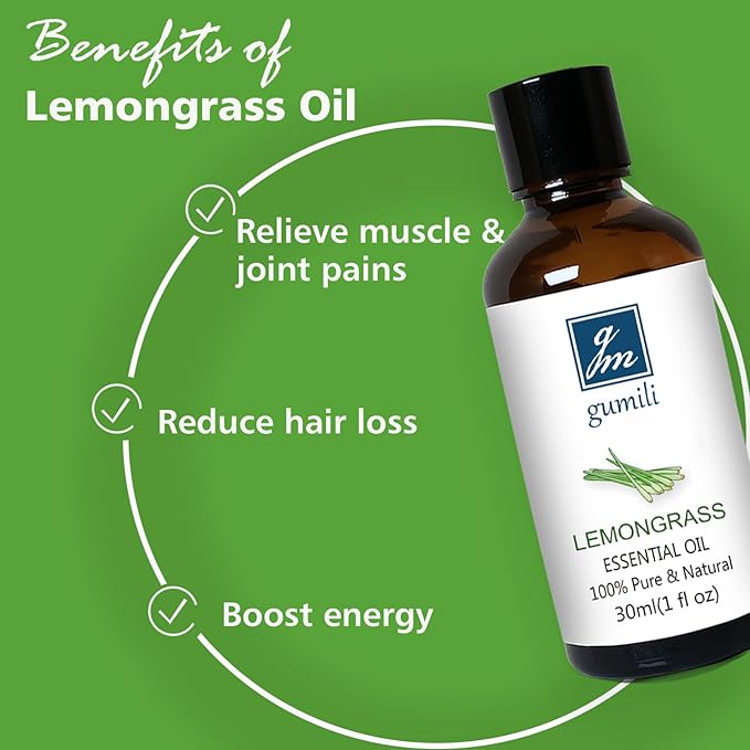 Lemongrass Essential Oil 1 Oz ??100% Pure Natural Lemongrass Oil for Diffuser, Skin, Body, Spray, Massage & DIY, Fresh Citrus Aroma