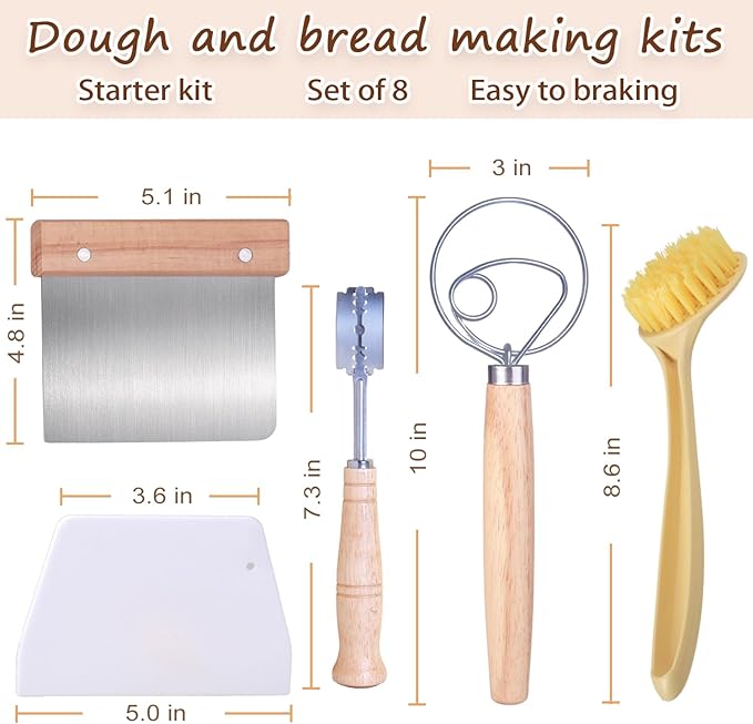 Banneton Bread Proofing Basket, 9 Inch Round Sourdough Bread Baking Supplies, Bread Making Starter Kit, Proofing Baskets for Baking, Perfect Baker's Gift Set