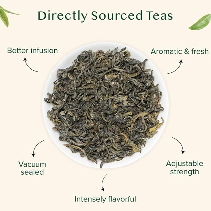 VAHDAM, Green Tea Leaves From Himalayas 170+ Cups (12oz) High Elevation Grown Green Tea Leaves From Himalayas | Pure Unblended Single Origin Green Loose Leaf Tea | Vacuum Sealed