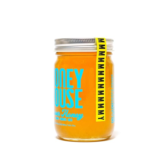 Honey House 100% Raw Clover – 100% Pure, Unfiltered & American-Sourced – Natural Sweetener in 12oz Glass Jar – No Additives, Non-GMO, Sourced only from American bee barmers (12 Fl Oz (Pack of 1), Clover Honey)