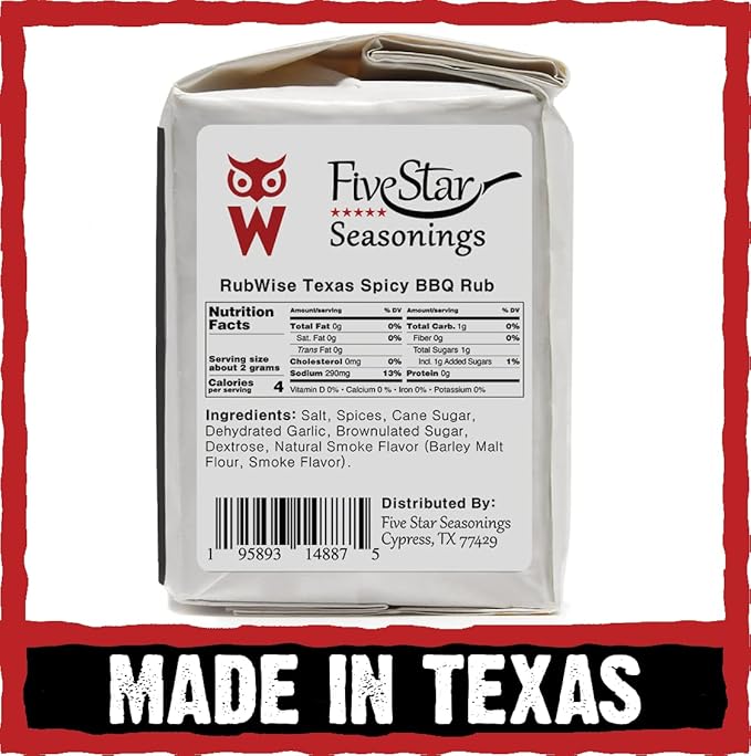 RubWise Texas Style Spicy BBQ Brisket Rub (1 lb) No MSG | Dry Spice Blend Seasonings for Smoking and Grilling | Meat Rubs for Smoker | Savory & Hot Seasoning for Beef, Burgers, Ribs, Steak, Chicken