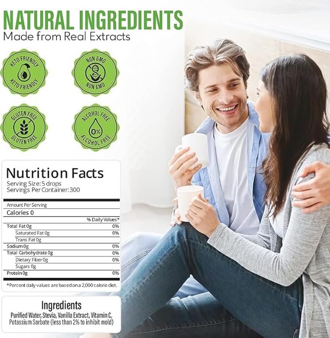 Stevia Select Vanilla Pure Stevia Extract - Zero Calorie Sweetener - All Natural Liquid Stevia Extract - Keto Sugar Liquid - Keto Sweetener 2 Oz (2 Pack)