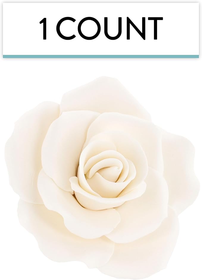 Global Sugar Art Rose Jumbo Sugar Cake Flowers White, 5 Count by Chef Alan Tetreault