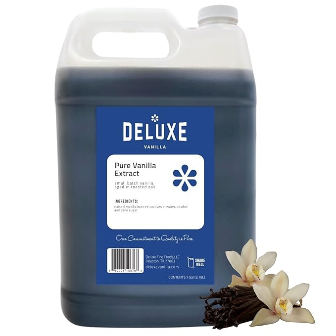 Deluxe Vanilla Pure Vanilla Extract Bulk - 128 oz /1 Gallon Made From Ugandan Vanilla Bean with Rich Creamy Vanilla Flavor