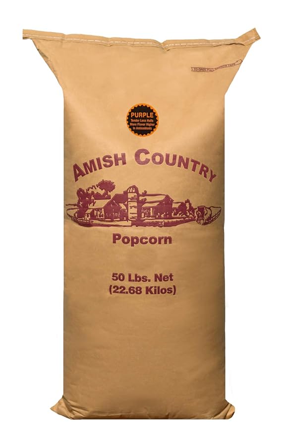 Amish Country Popcorn | 50 lbs Bag | Purple Popcorn Kernels | Old Fashioned, Non-GMO and Gluten Free (Purple - 50 lbs Bag)