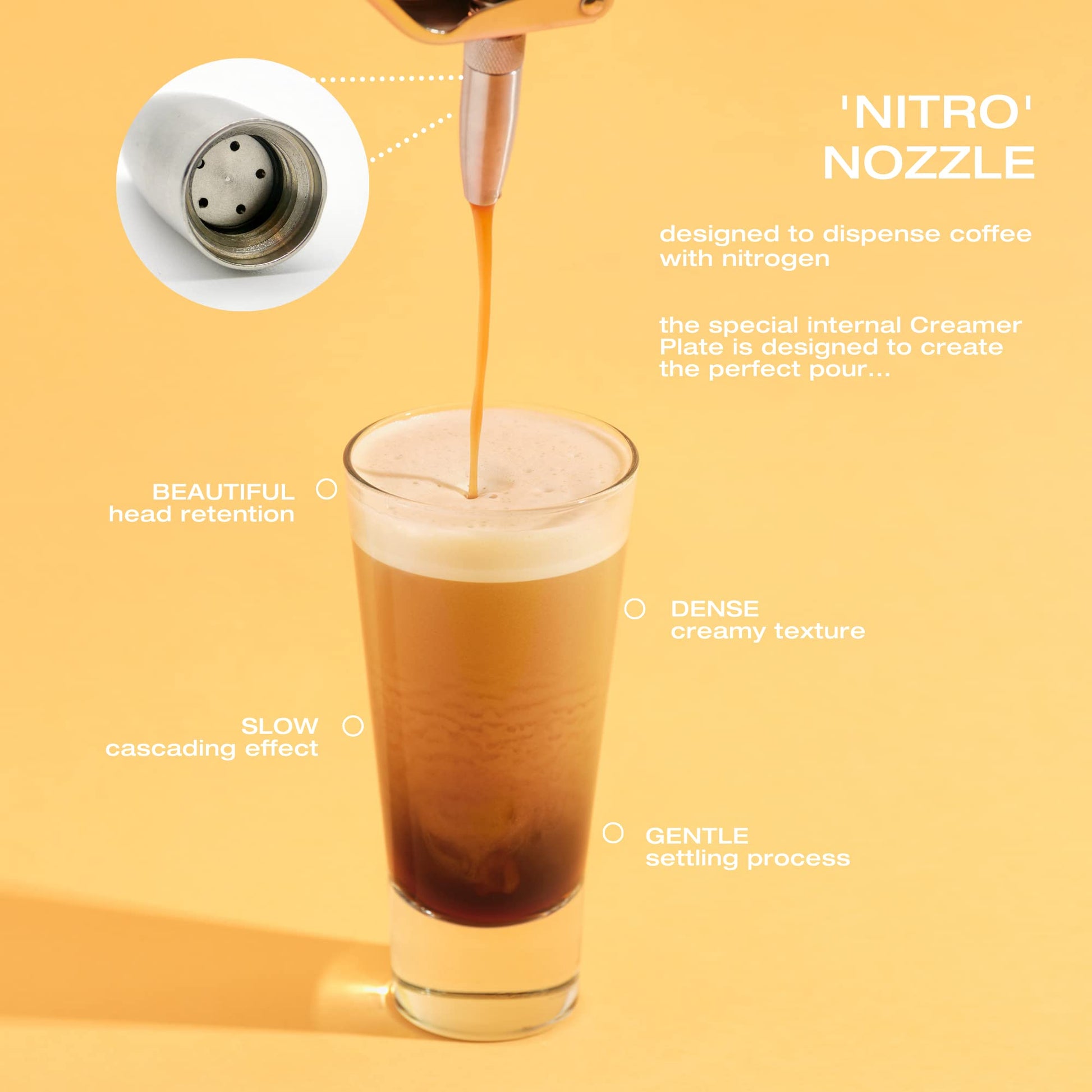 Nitro Cold Brew Maker, Nitro Diffuser Nozzle & Cold Brew Maker, 1-Quart/1L