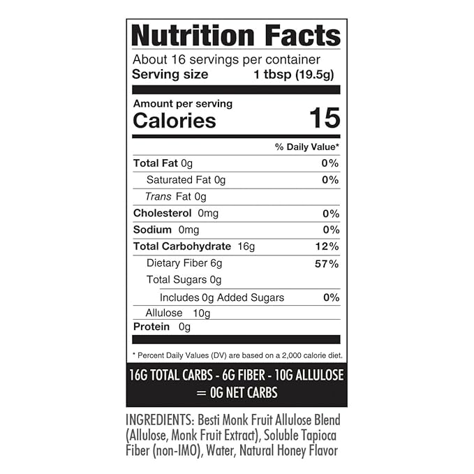 Wholesome Yum Zero Sugar Honey Substitute (2 Pack) - Natural Sugar Free Honey Alternative With Monk Fruit & Allulose - Zero Net Carbs, Non GMO, Gluten Free, Keto, No Aftertaste (11 oz)