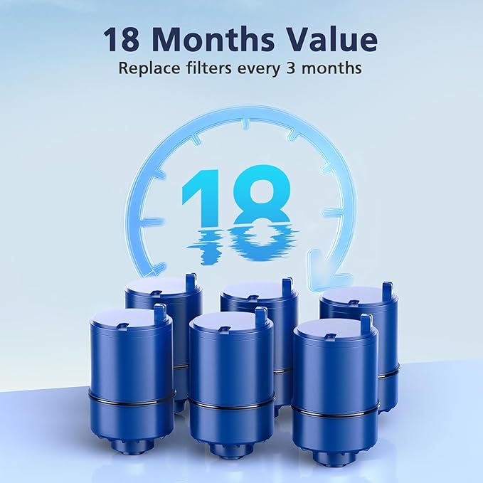 6 Pack Water Filter Replacement Compatible with All PUR®, PUR®PLUS Faucet Filtrat-ion Systems, Pur® RF-9999® Faucet Water Filter, High Efficiency Filtration and 18-Month Value, NSF Certified, Blue