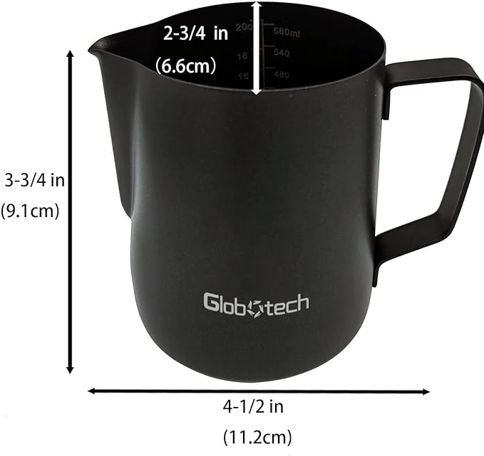 Milk Frothing Pitcher Steaming Cup - Espresso Machine Accessories Stainless Steel Frother Pitcher Latte Art Cappuccino Coffee 12 Oz Black 350ml