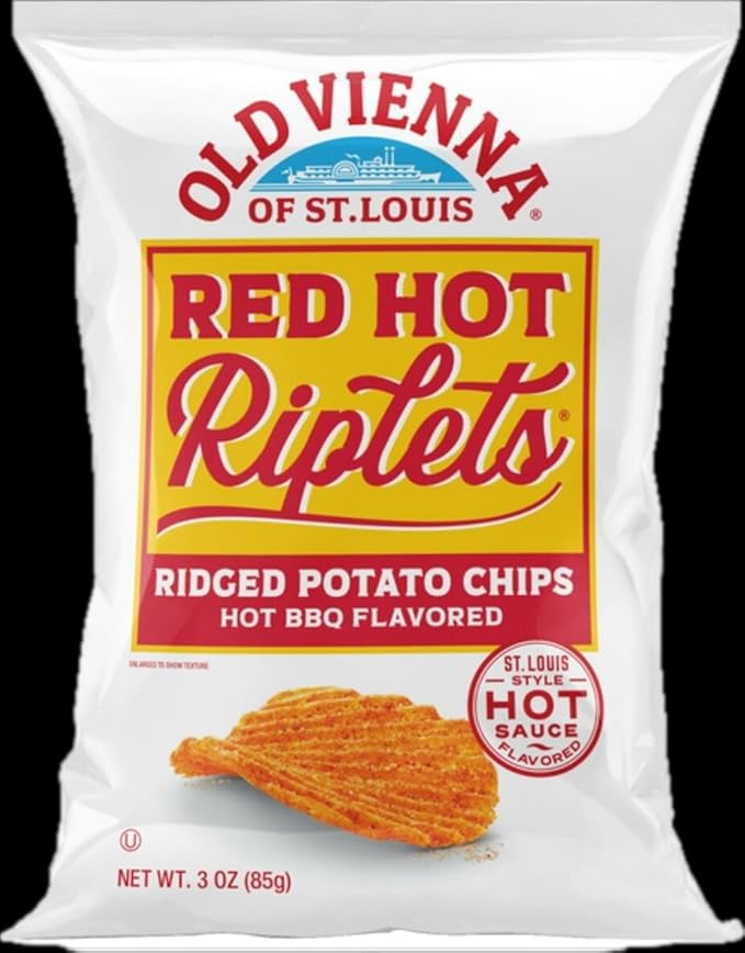 Old Vienna of St. Louis Red Hot Riplets Hot BBQ Chips 3oz Bags (5 Pack) by TranadaCo