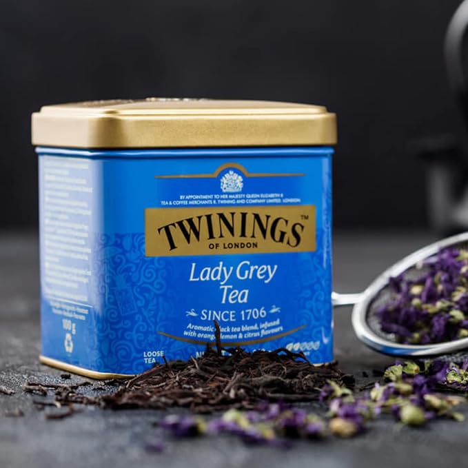 Twinings Lady Grey Loose Black Tea, 3.53 Ounce Tins (Pack of 1), Lemon & Orange Peel, Caffeinated, Enjoy Hot or Iced