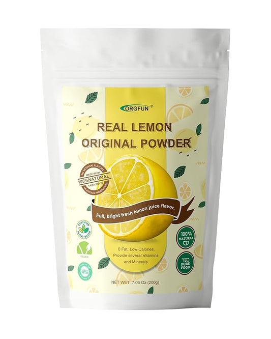 ORGFUN Original Lemon Powder, Freeze Dried Lemon Juice Powder, Great for Beverages, Smoothies, Baking 7.06 Oz